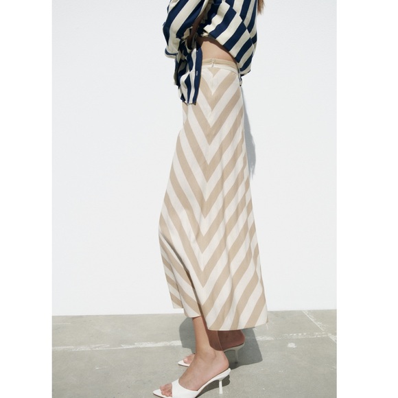 Zara NWT Linen Blend Midi Skirt - Picture 8 of 11